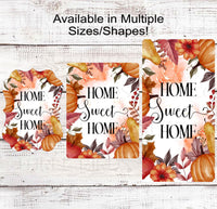 
              Home Sweet Home Wreath Sign - Fall Floral Sign - Pumpkins Sign - Autumn Apple Sign
            