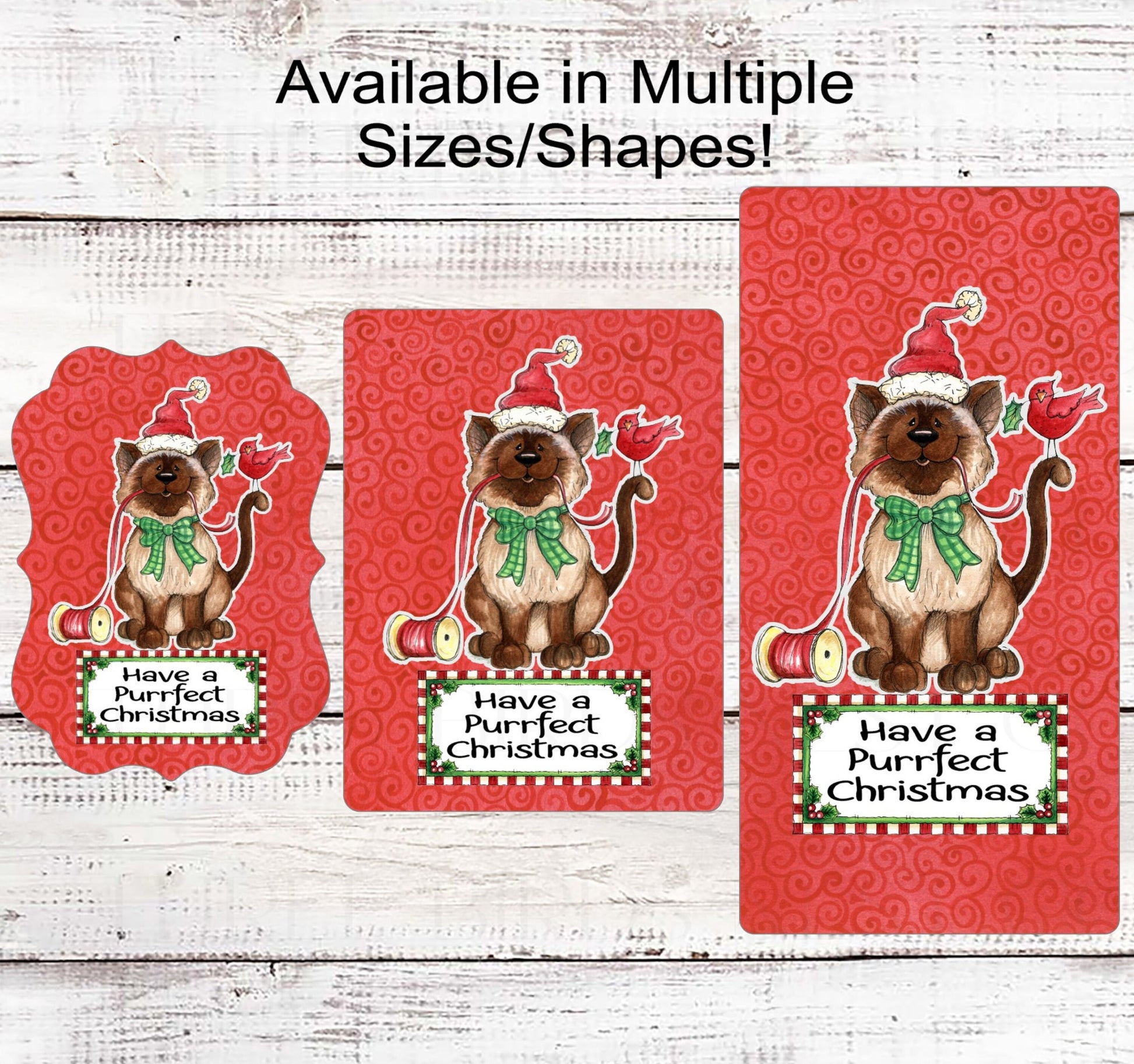 Merry Christmas Cat Wreath Sign - Purrfect Christmas - Christmas Pet Sign