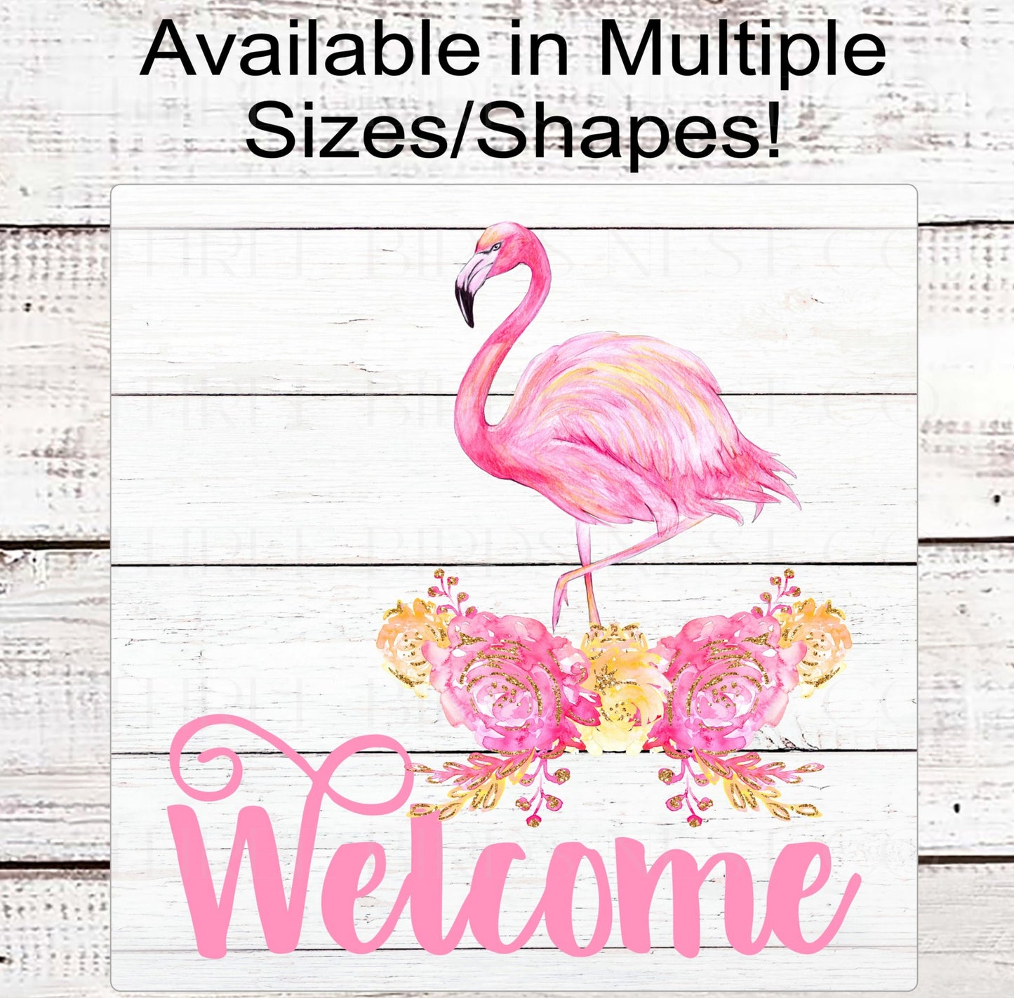 Flamingo Welcome Wreath Sign - Beach Welcome Sign - Tropical Wreath Sign