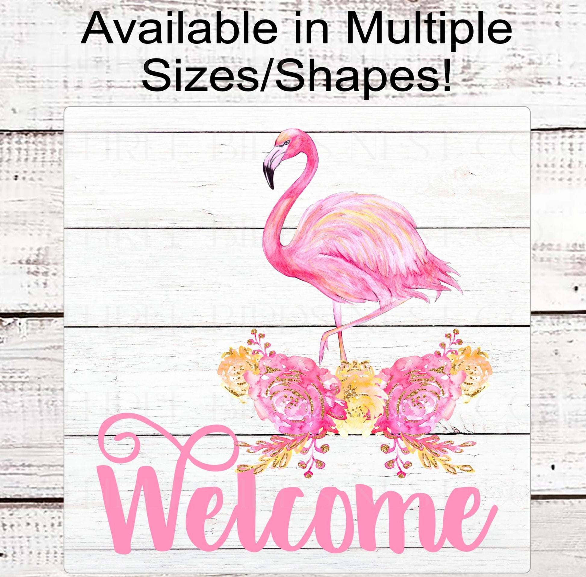 Flamingo Welcome Wreath Sign - Beach Welcome Sign - Tropical Wreath Sign