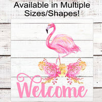 Flamingo Welcome Wreath Sign - Beach Welcome Sign - Tropical Wreath Sign