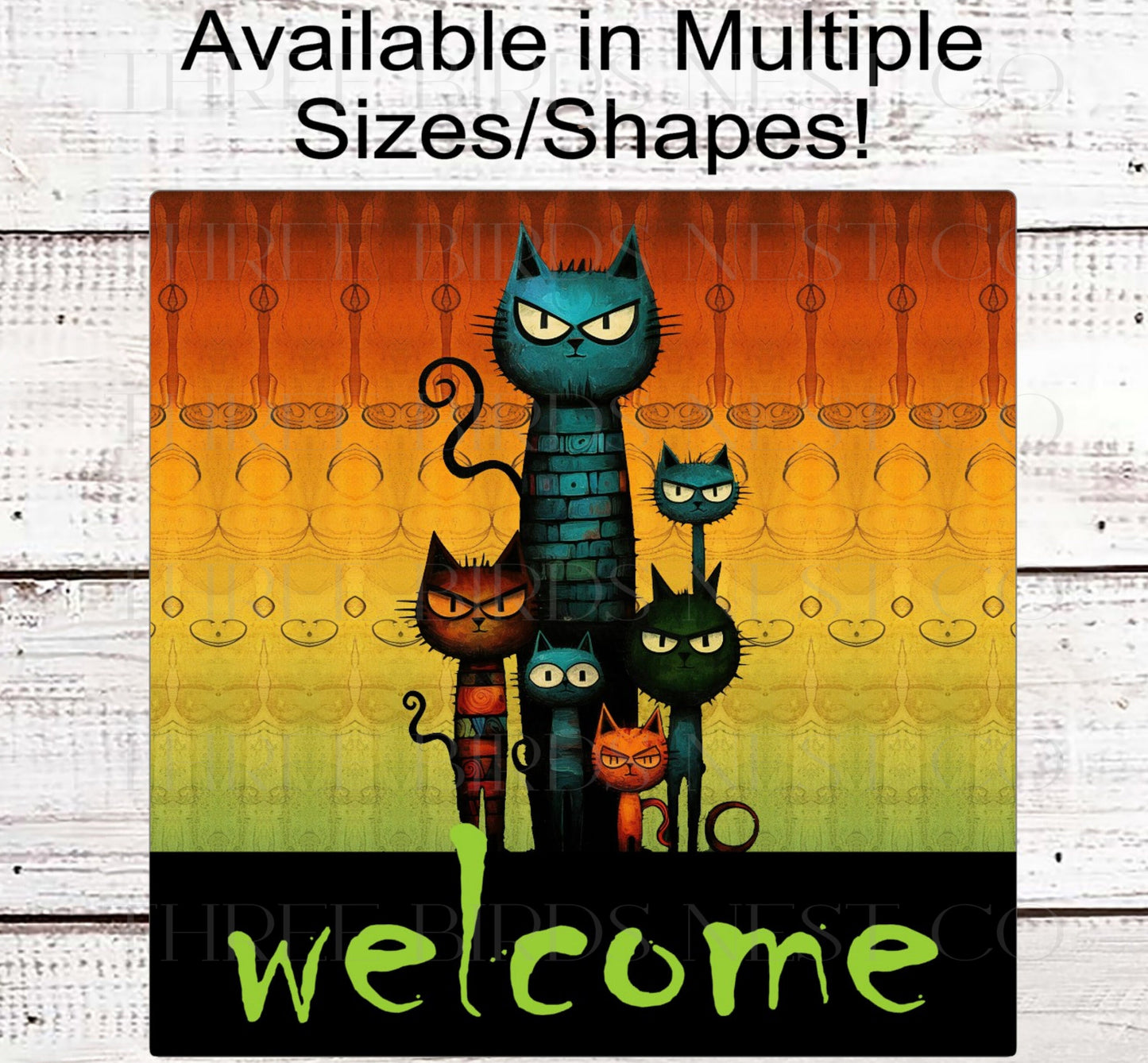 Cat Welcome Sign - Halloween Wreath Sign - Funny Welcome Sign