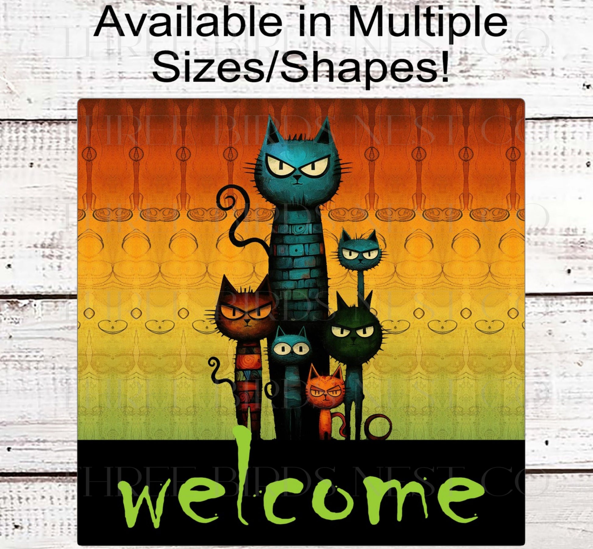 Cat Welcome Sign - Halloween Wreath Sign - Funny Welcome Sign