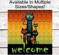 
              Cat Welcome Sign - Halloween Wreath Sign - Funny Welcome Sign
            