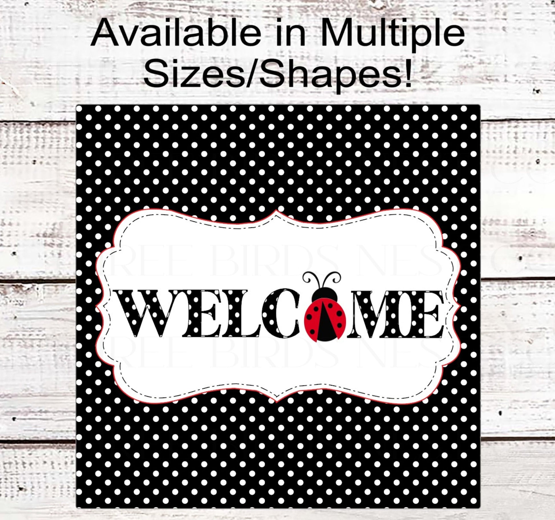 Ladybug Welcome Wreath Sign - Polka Dot Decor - Metal Wreath SIgns - Ladybug Gifts