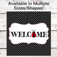 Ladybug Welcome Wreath Sign - Polka Dot Decor - Metal Wreath SIgns - Ladybug Gifts