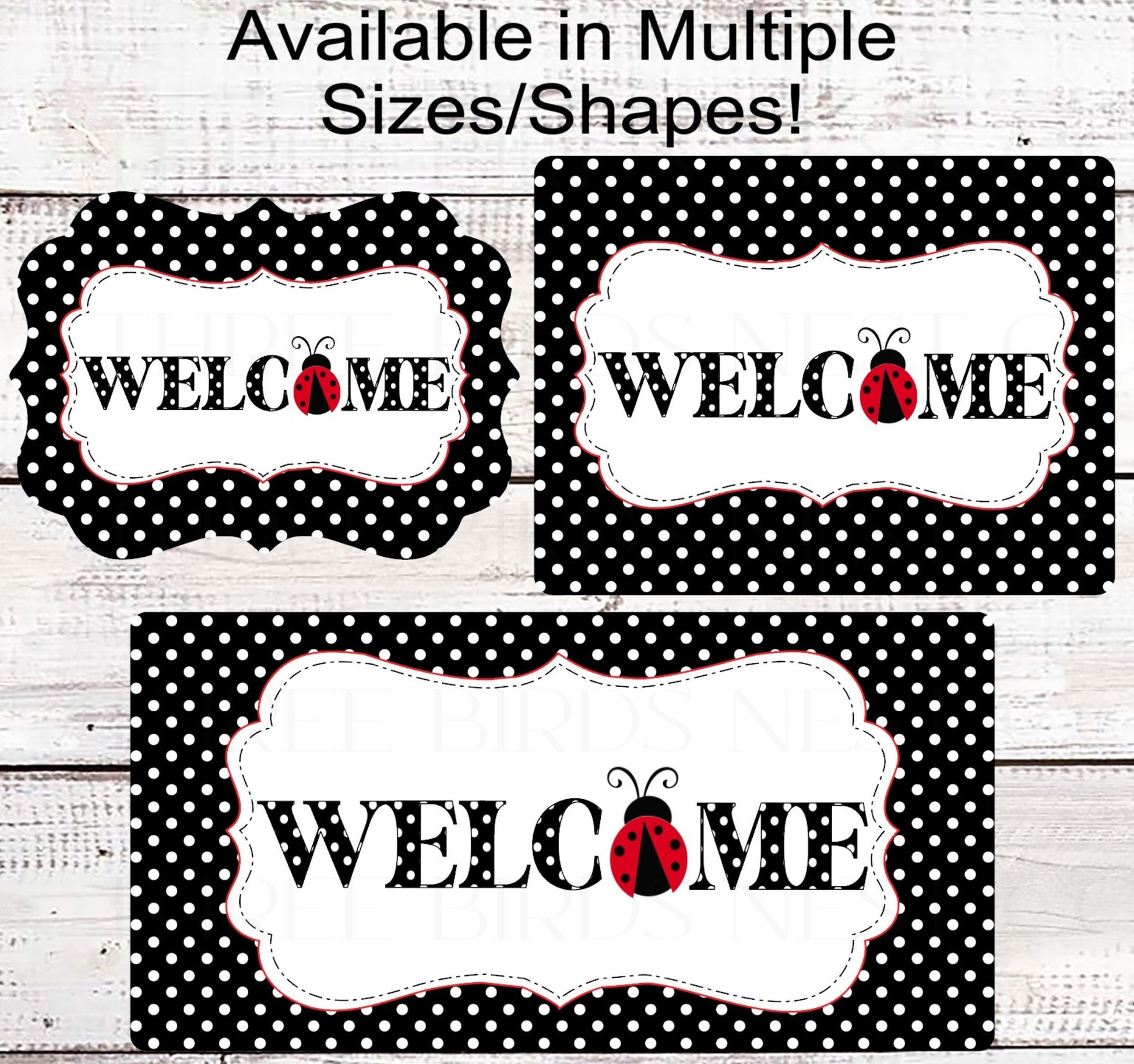 Ladybug Welcome Wreath Sign - Polka Dot Decor - Metal Wreath SIgns - Ladybug Gifts