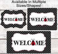 
              Ladybug Welcome Wreath Sign - Polka Dot Decor - Metal Wreath SIgns - Ladybug Gifts
            