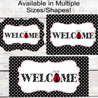 Ladybug Welcome Wreath Sign - Polka Dot Decor - Metal Wreath SIgns - Ladybug Gifts