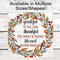 Grateful Thankful Blessed Wreath Sign - Fall Welcome Sign - Christian Wreath Sign - Gods Grace