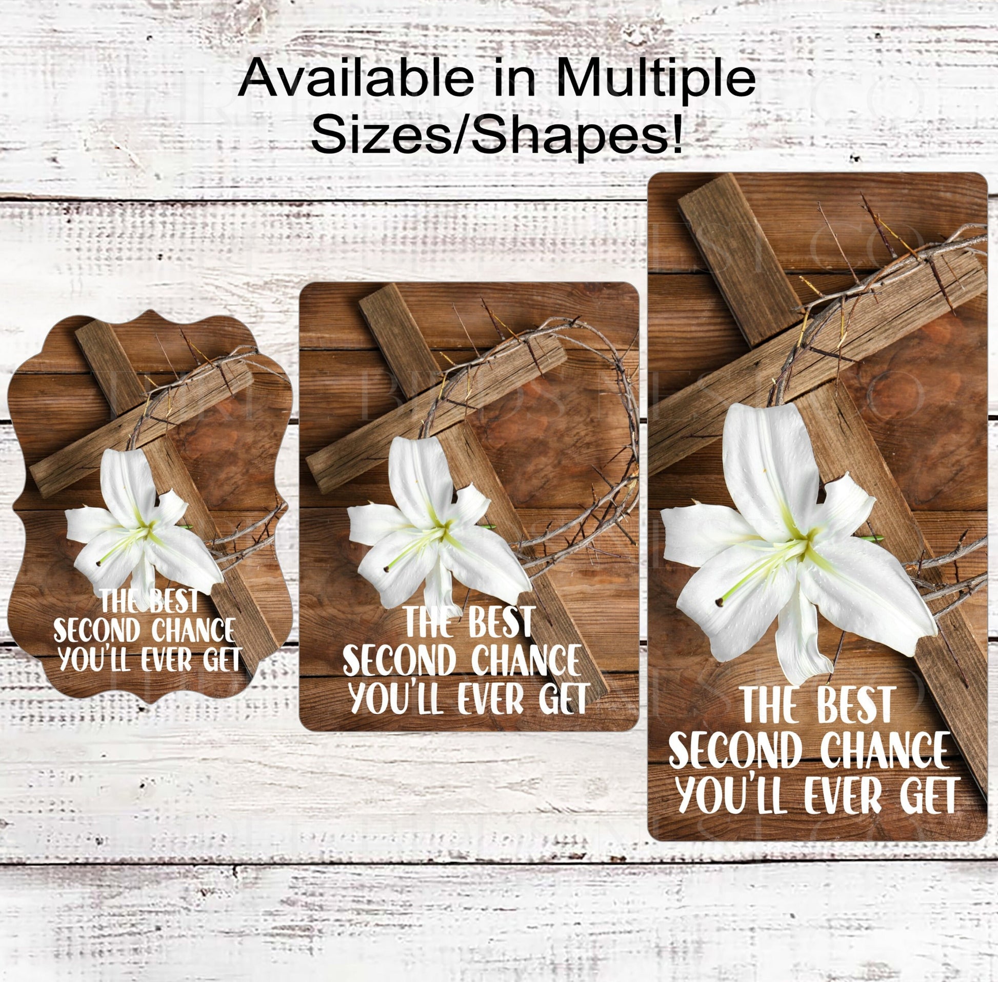 He is Risen Wreath Sign - The Best Second Chance - Born Again - Easter Wreath Signs - Cross Signs - Jesus Sign - White Lilies