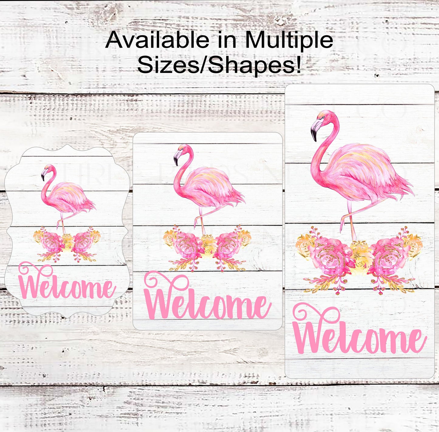 Flamingo Welcome Wreath Sign - Beach Welcome Sign - Tropical Wreath Sign