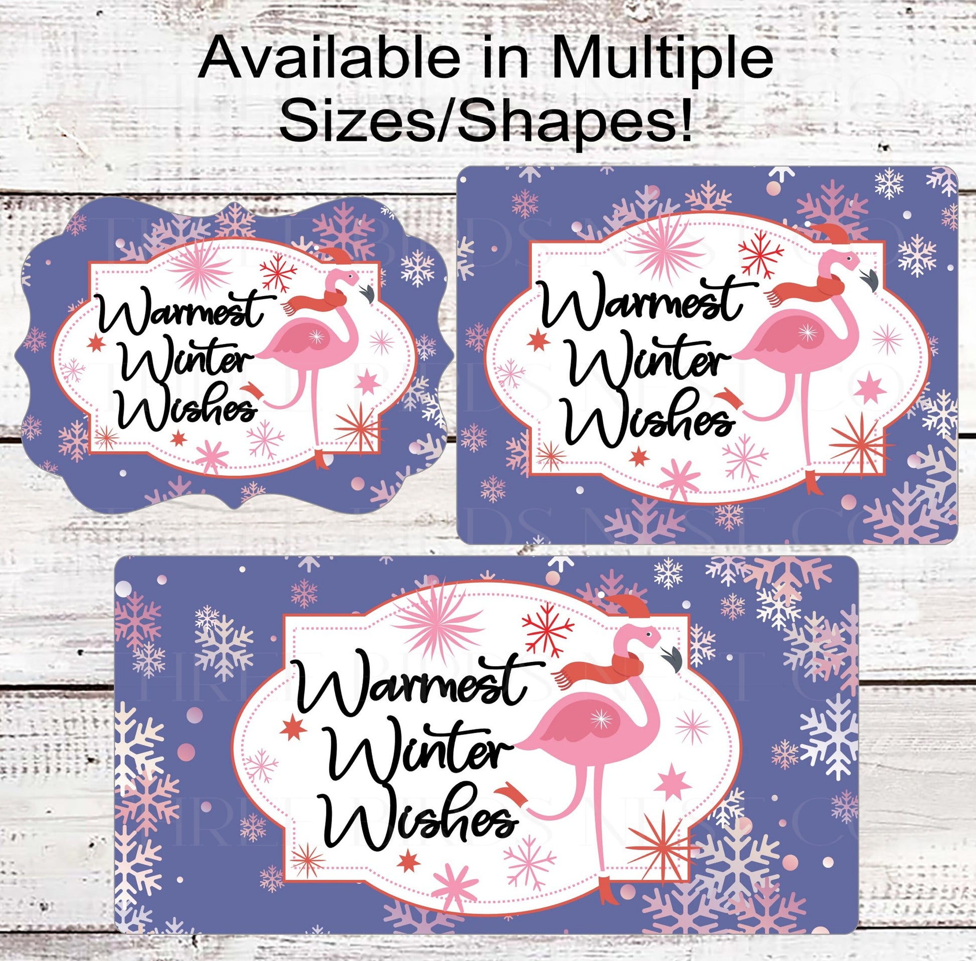 Warmest Winter Wishes Wreath Sign - Christmas Flamingo Sign - Beach Christmas - Snowflake Sign - Pastel Christmas