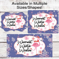 Warmest Winter Wishes Wreath Sign - Christmas Flamingo Sign - Beach Christmas - Snowflake Sign - Pastel Christmas