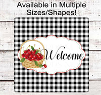 
              Welcome Wreath Sign - Basket of Cherries - Cherry Sign
            