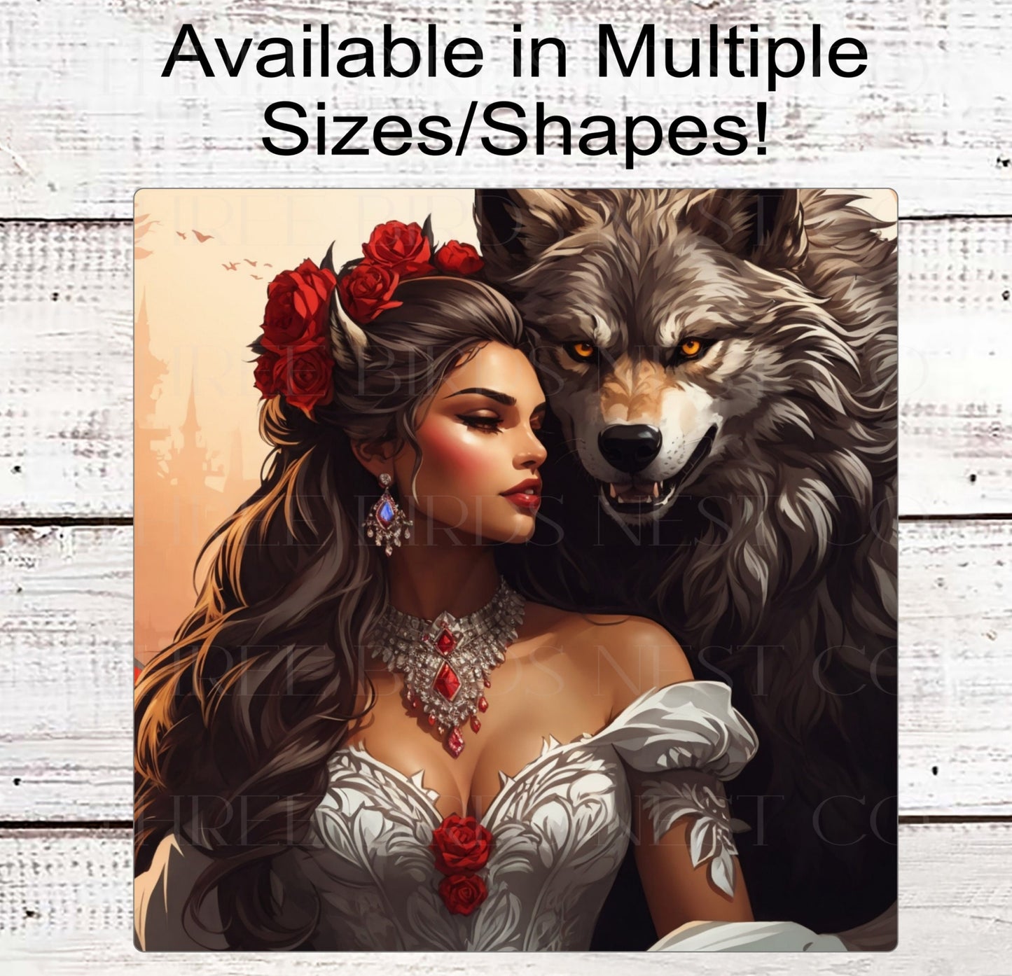 Halloween Werewolf and Princess Wreath Sign - Damsel Sign - Halloween Wolf