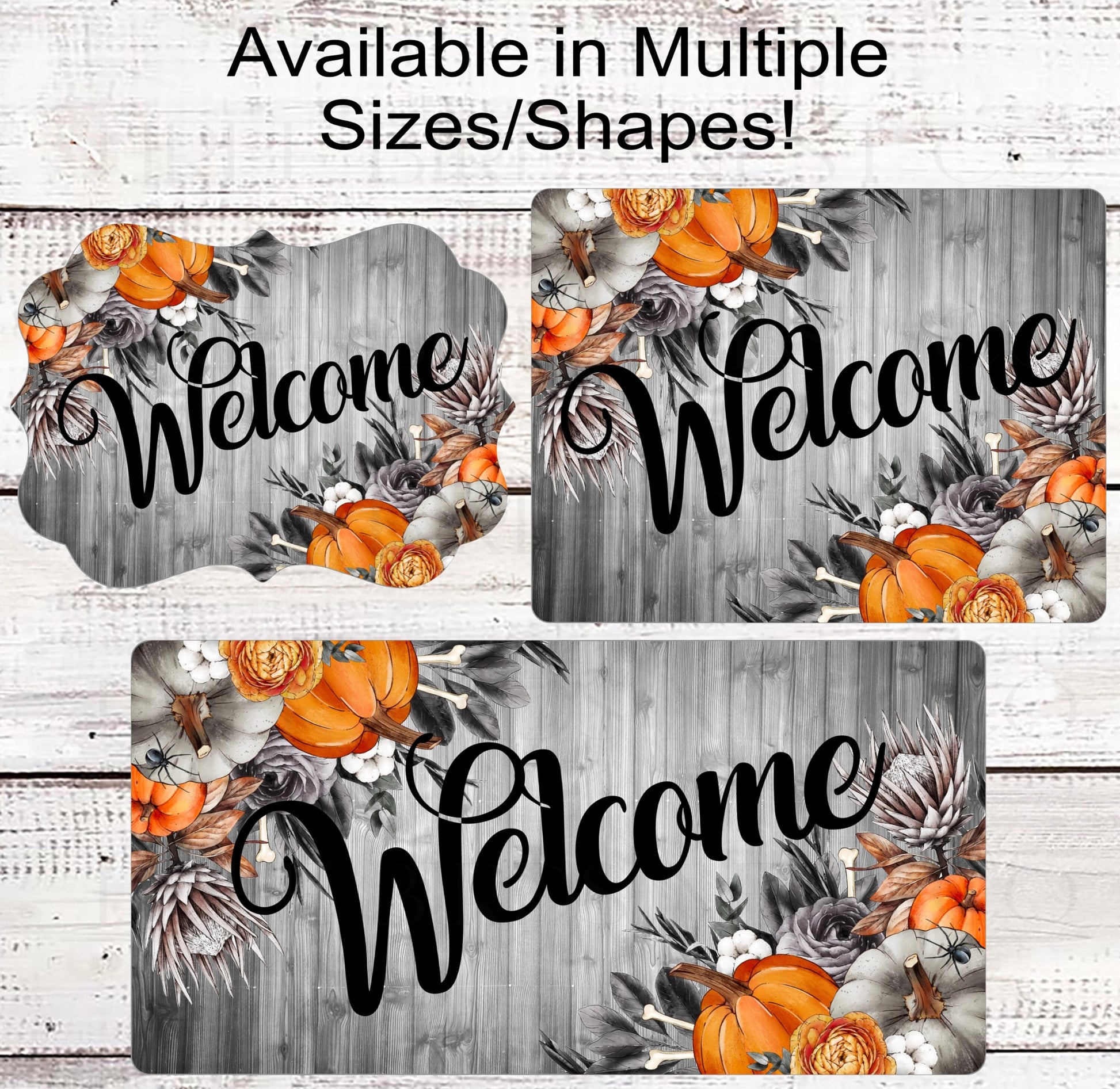 Halloween Welcome Sign - Skeleton Bones - Fall Floral Sign