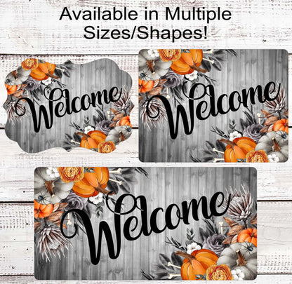 Halloween Welcome Sign - Skeleton Bones - Fall Floral Sign