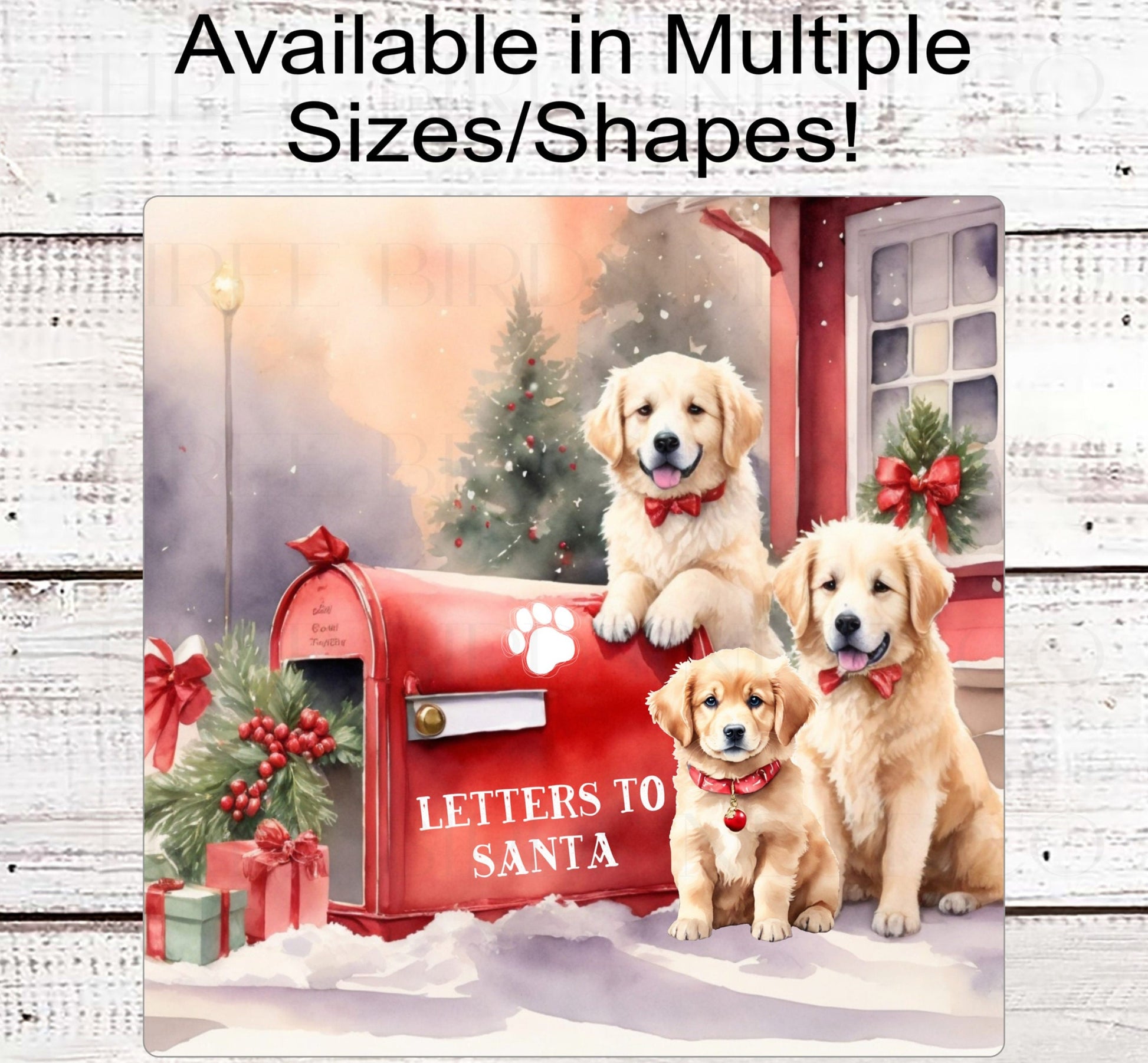 Letters to Santa Christmas Dog Wreath Sign - Golden Retriever Lover -Holly Sign