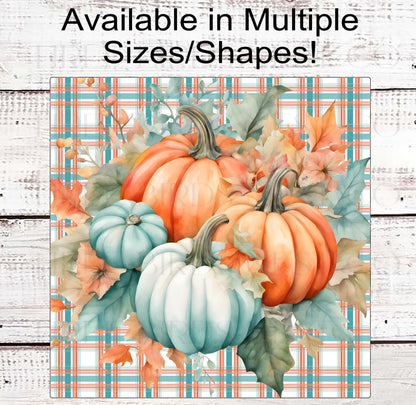 Painted Fall Pumpkins Wreath Sign - Pastel Fall Pumpkins - Autumn Sign