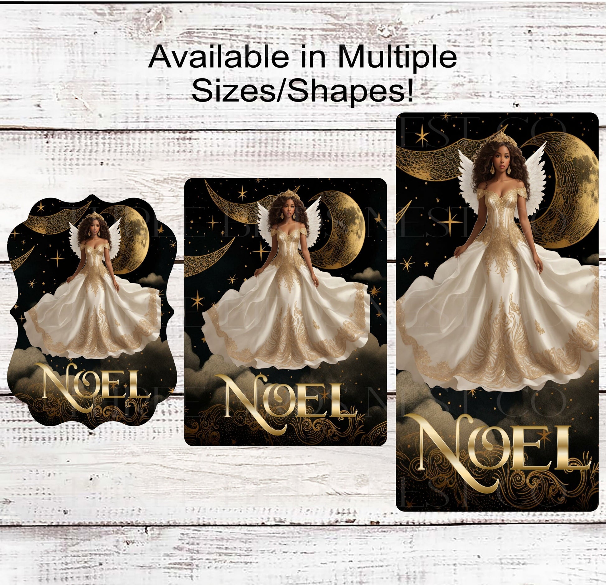 Noel African American Christmas Angel Wreath Sign - Religious Christmas - Christian Sign