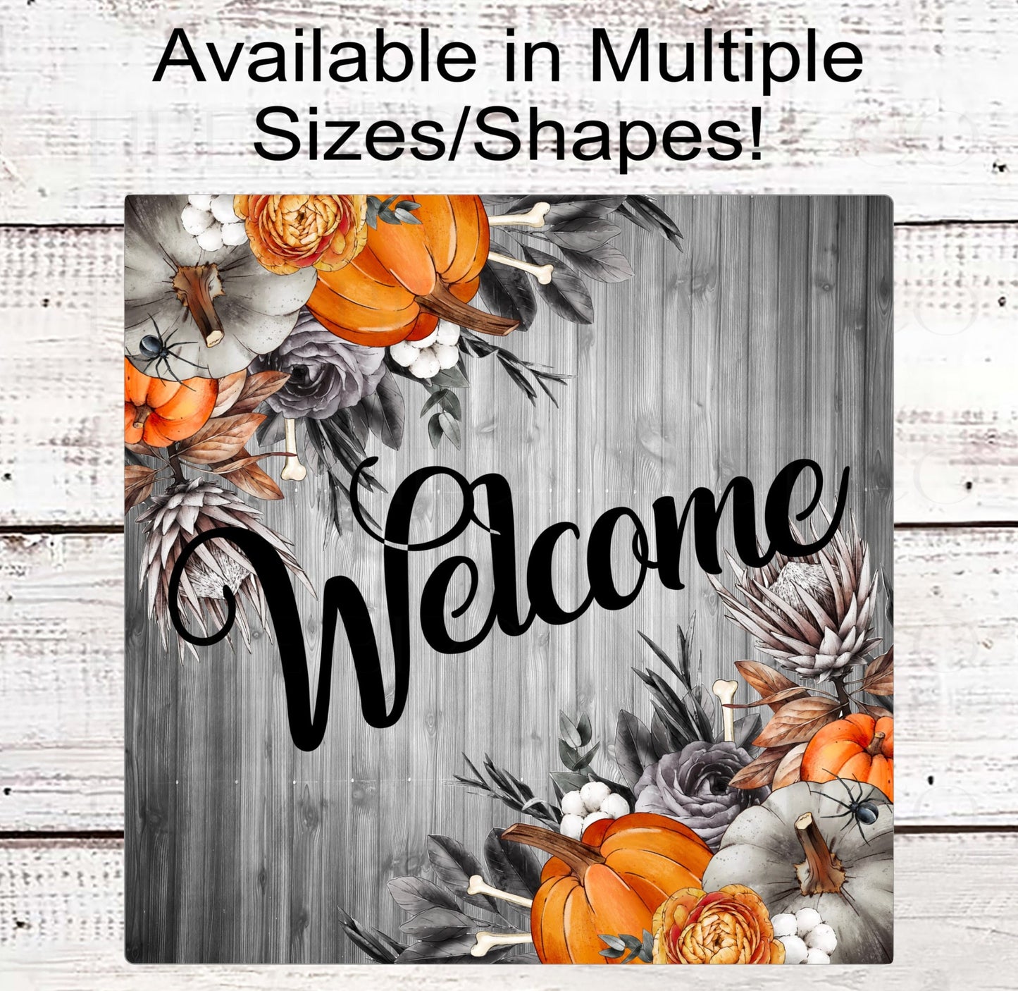 Halloween Welcome Sign - Skeleton Bones - Fall Floral Sign