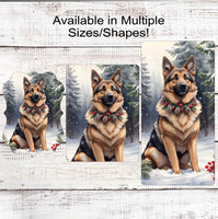 
              German Shepherd Dog Wreath Sign - Christmas Dog Wreath Sign - Winter Welcome
            