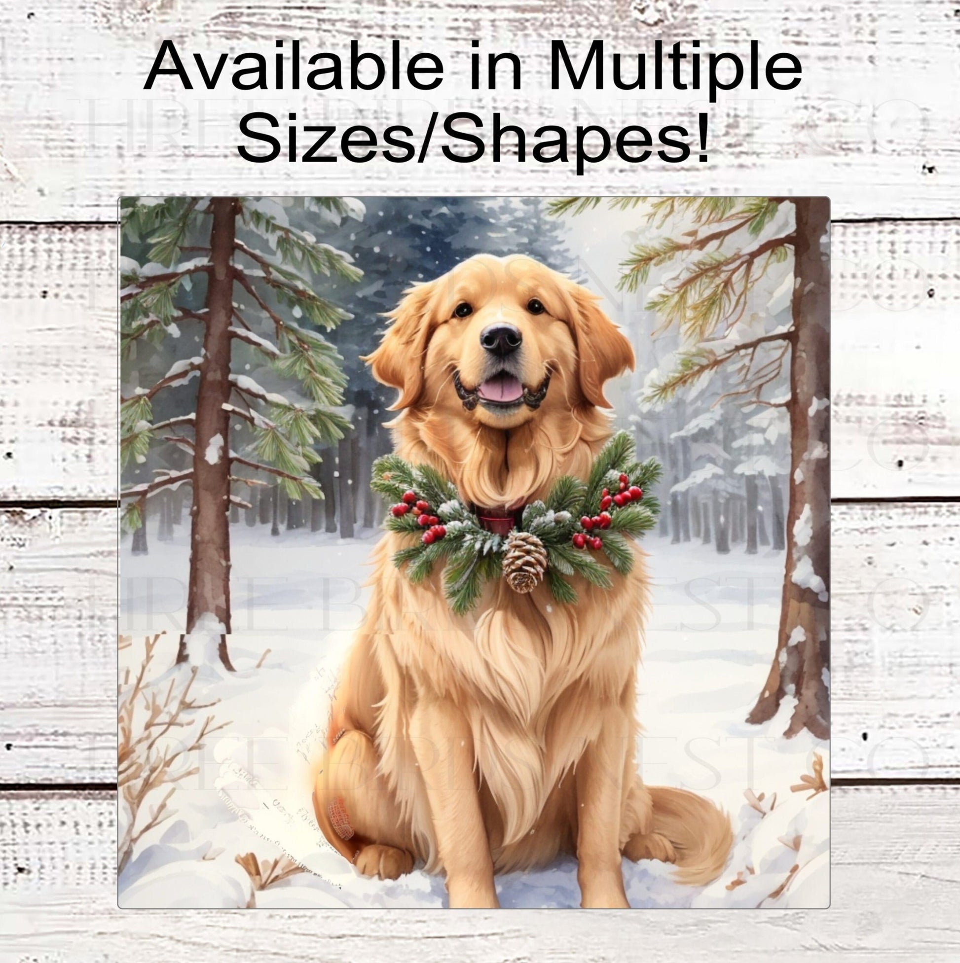 Christmas Dog Wreath Sign - Golden Retriever - Winter Welcome