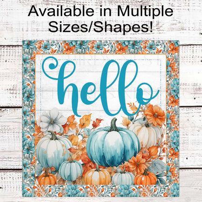 Welcome Fall Painted Pumpkins Wreath Sign - Fall Pumpkins - Sunflowers Sign - Pumpkin Patch