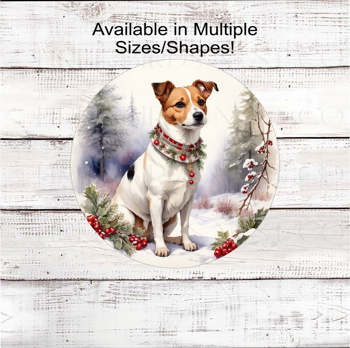 Christmas Dog Wreath Sign - Jack Russell Terrier Dog - Winter Welcome