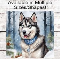 
              Christmas Dog Wreath Sign - Siberian Husky Dog - Winter Welcome
            