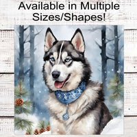 Christmas Dog Wreath Sign - Siberian Husky Dog - Winter Welcome