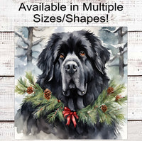 
              Christmas Dog Wreath Sign - Newfoundland Dog - Winter Welcome
            