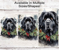 
              Christmas Dog Wreath Sign - Newfoundland Dog - Winter Welcome
            