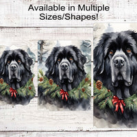 Christmas Dog Wreath Sign - Newfoundland Dog - Winter Welcome