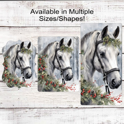Christmas Horse Wreath Sign - Farm Life Sign - Farmhouse Wreath Sign - Christmas Wreath Sign - Winter Wonderland