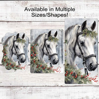 Christmas Horse Wreath Sign - Farm Life Sign - Farmhouse Wreath Sign - Christmas Wreath Sign - Winter Wonderland