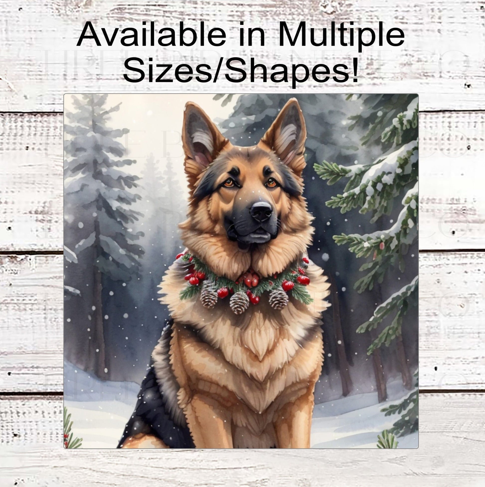 German Shepherd Dog Wreath Sign - Christmas Dog Wreath Sign - Winter Welcome