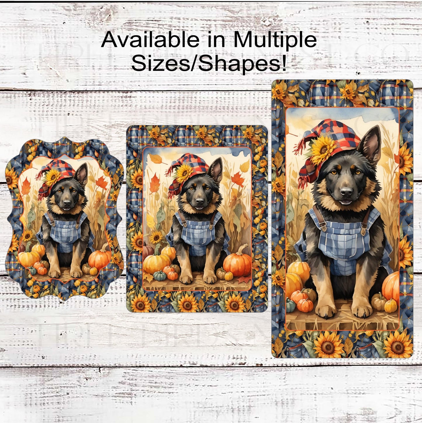 German Shepherd Dog Wreath Sign - Fall Scarecrow Welcome Sign - Pumpkin Patch - Metal Wreath Sign