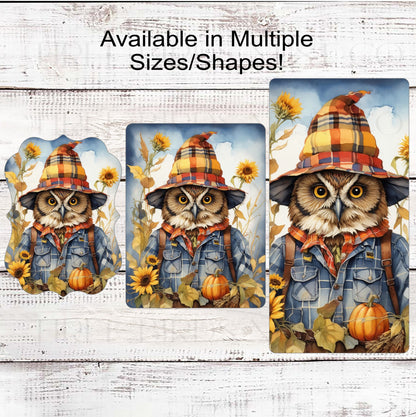 Owl Wreath Sign - Scarecrow Sign - Fall Welcome Sign - Pumpkin Patch - Sunflowers Sign