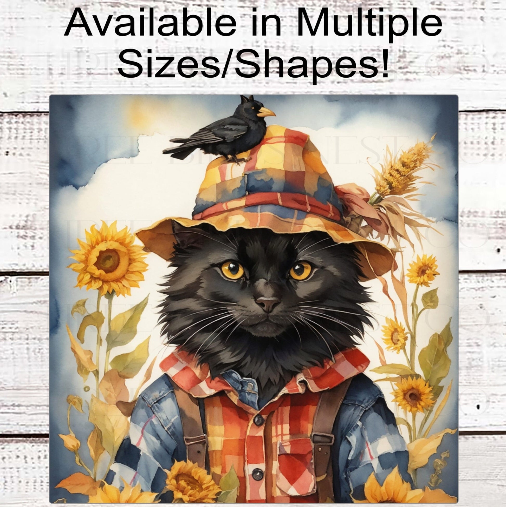 Fall Welcome Wreath Signs - Black Cat - Fall Scarecrow - Farmhouse Signs