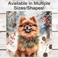 
              Christmas Dog Wreath Sign - Pomeranian Dog - Winter Welcome
            