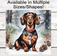 
              Christmas Dog Wreath Sign - Dachshund Dog - Winter Welcome
            