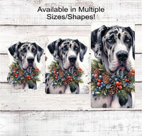 
              Christmas Dog Wreath Sign - Great Dane Dog - Winter Welcome
            