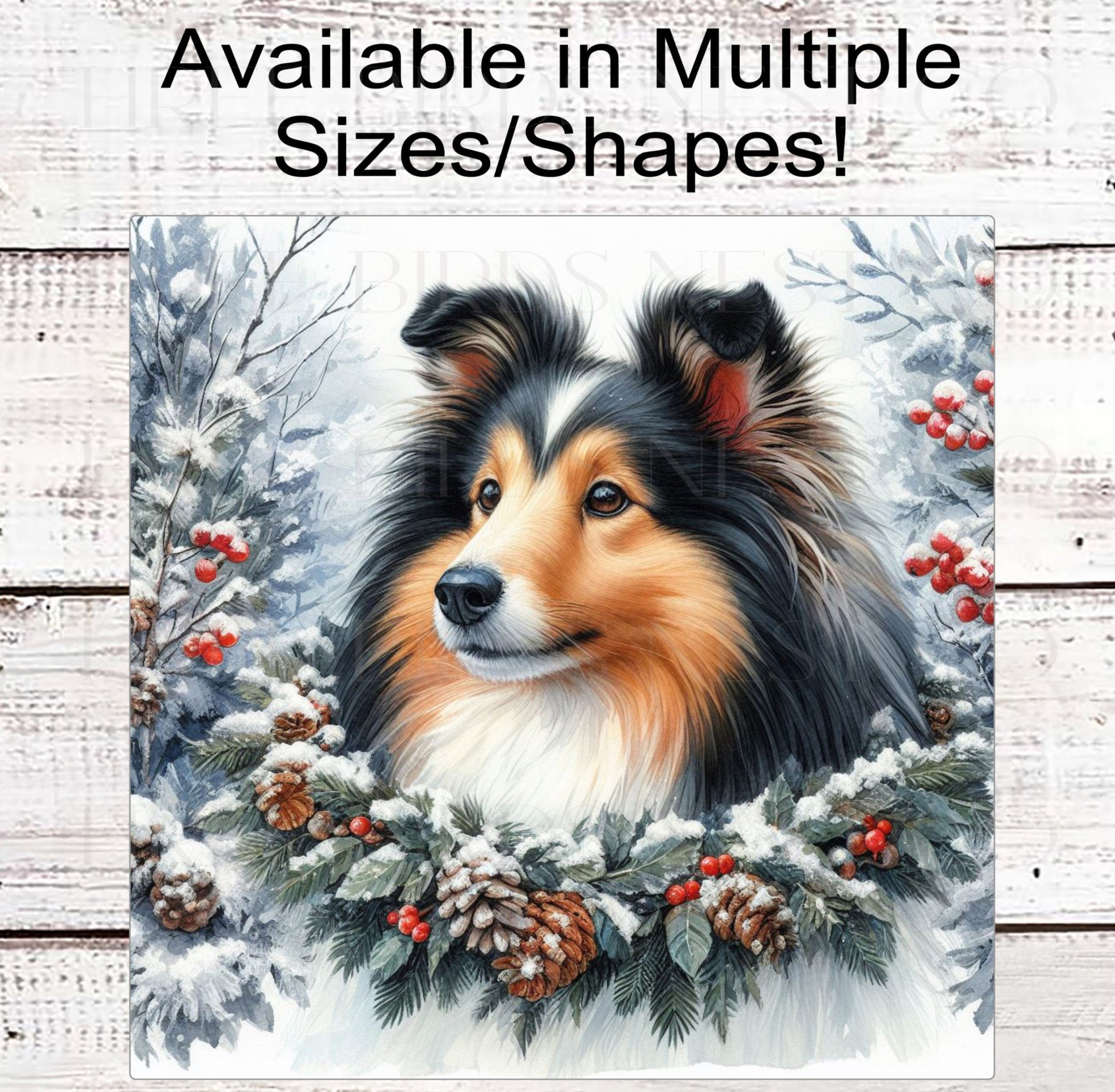 Christmas Dog Wreath Sign - Shetland Sheepdog - Winter Welcome