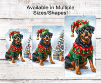 
              Christmas Dog Wreath Sign - Rottweiler Dog - Christmas Elf - Winter Welcome
            