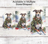 
              Christmas Dog Wreath Sign - Greyhound Dog - Winter Welcome
            