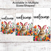 Easter Wreath Signs - Bunny Rabbit - Faux Embroidery - Spring Flowers - Floral Wreath Sign
