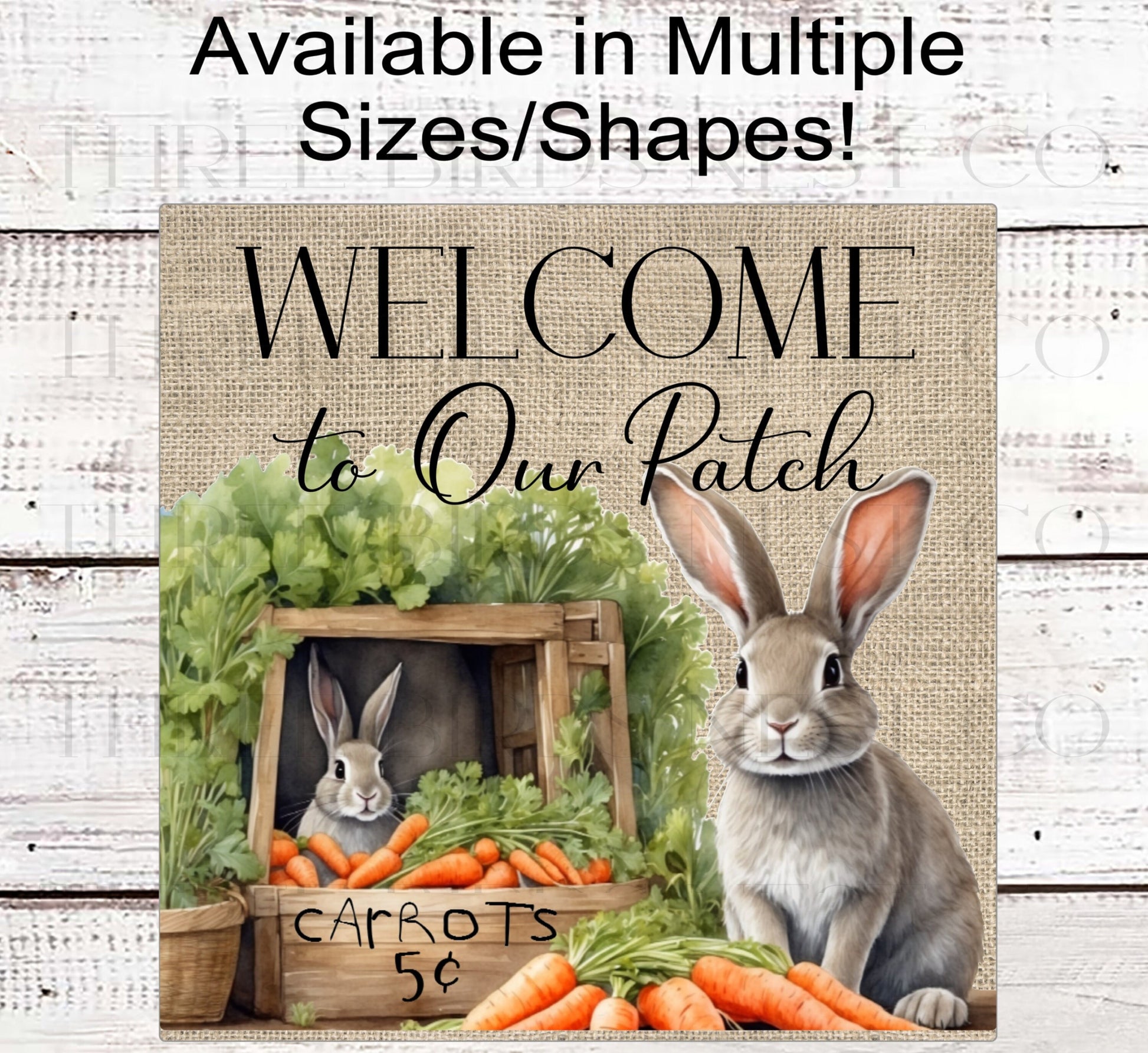 Welcome to Our Carrot Patch Easter Bunny Wreath Sign
