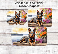 
              Spring Dog Wreath Sign - Australian Cattle Dog - Floral Wreath Sign
            